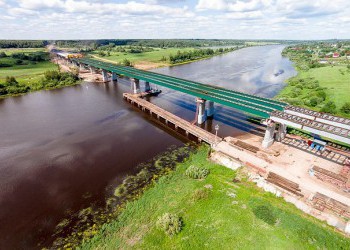 Строительство моста через Волхов на трассе М-11