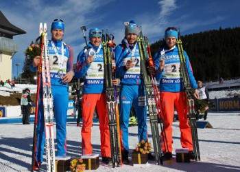Мужская сборная России — чемпион мира в эстафете по биатлону